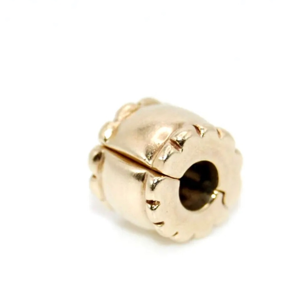 Authentic PANDORA 14K Yellow Gold Clip Bead Beveled Charm Retired